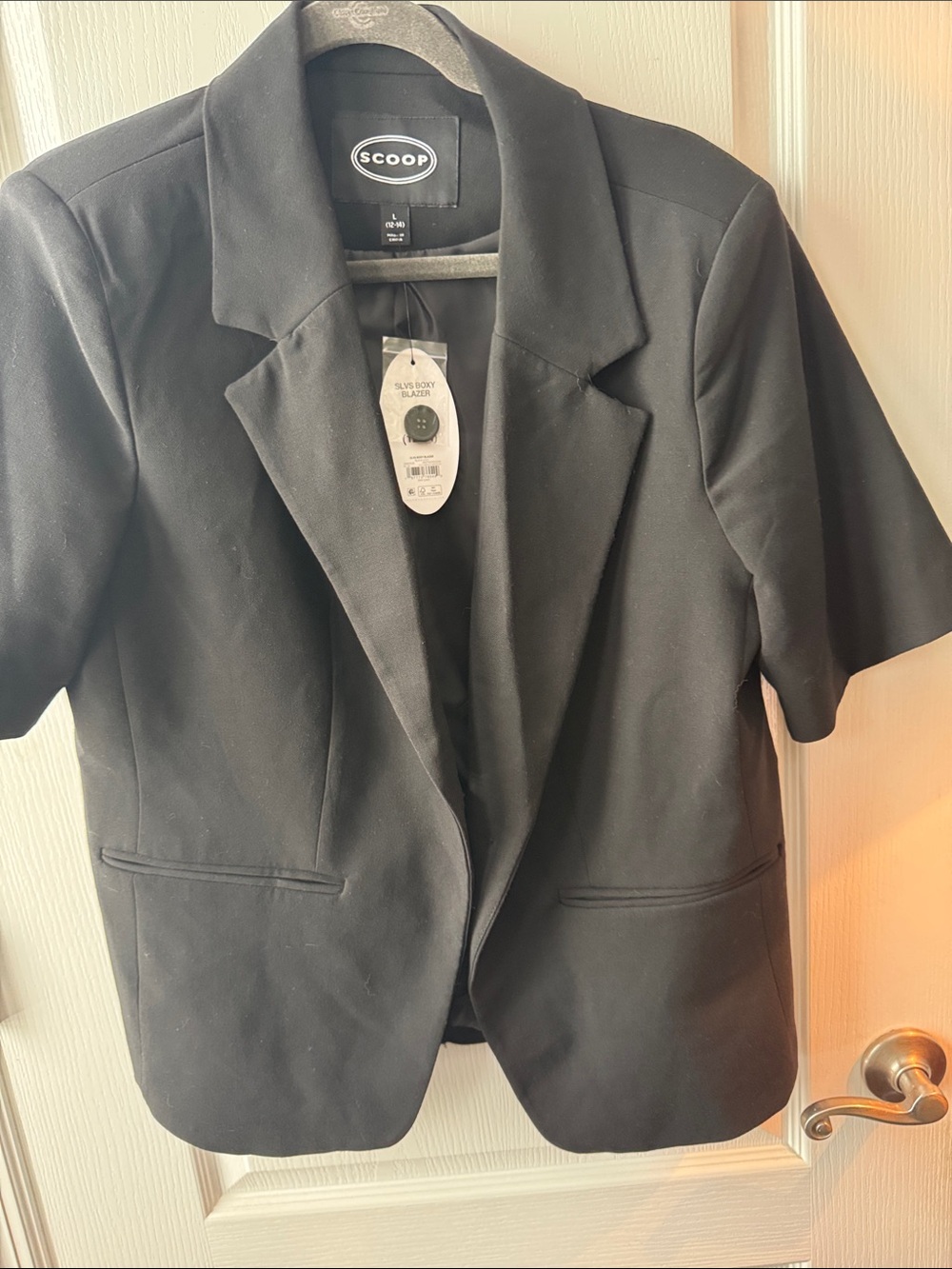 Scoop Women’s Short sleeve boxy blazer black L